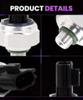 Direct Fit Replacement AC Pressure Switch For Nissan Infiniti Mazda Cars; close-up views of connector and sensor details