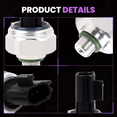 Direct Fit Replacement AC Pressure Switch For Nissan Infiniti Mazda Cars; close-up views of connector and sensor details
