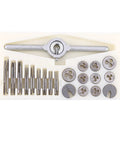 Solid High Speed Steel Taps And Dies Set With 30 Pieces For Heavy Duty Machine Repair Featuring Tough Wrenches For Clean Internal External Thread Cutting Like A Pro On Any Jobsite, HSS tap and die set with wrench