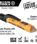 Non-Contact Voltage Tester Pen 70-1000V AC With IP67 Waterproof Dustproof Rating, 9.8 Foot Drop Protection, orange casing