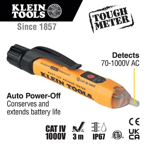 Non-Contact Voltage Tester Pen 70-1000V AC With IP67 Waterproof Dustproof Rating, 9.8 Foot Drop Protection, orange casing