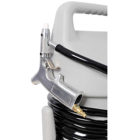 Heavy Duty Handheld Sandblasting Gun Kit With Portable Hopper, showing aluminum gun and hose for surface cleaning.