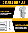 Details of End Rail Clamps For 1-5/8 Inch Pipe Panel T Connector Chain Link Fittings Tough As Nails Galvanized Steel, shown with bolts.
