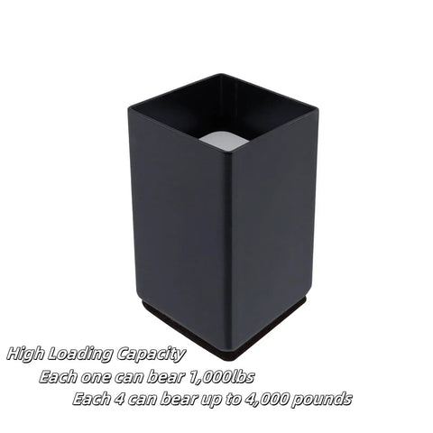 Rock Solid Carbon Steel Furniture Lifters That Dial In Your Level Game Perfect For Any Couch Or Table Pack Of Four Straight Line Black Square Pads With Soft Felt Liners, individual black square pad with high loading capacity.