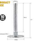 Side view of zinc-plated elevator bolt, 1/4-20 x 2, flat head with washer, 10 pcs