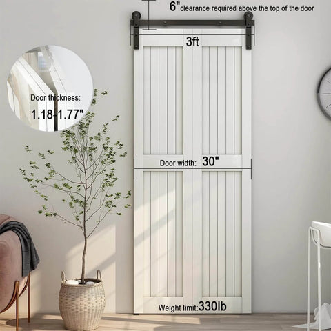 Beefy Heavy Duty 3.5 Foot Bi Folding Barn Door Hardware Kit For Two Doors, Carbon Steel Sliding Track System in frosted black shown installed.