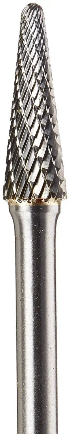 Cone Double Cut Carbide Burr For Die Grinder With One Quarter Inch Shank And Two Inch Overall Length Five Eighth Inch Cut DUL Series Rotary File Great For Wood Plastic And Metals Including Stainless Steel Titanium