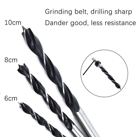 Pocket Hole Jig Kit 14 Piece Set With 15 Degree Dowel Drill, 6/8/10mm Drive Adapters, drill bits shown with detailed view