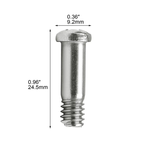 Eight Pack M6 Stainless Steel Screws For Bimini Top Side Mount Deck Hinge On Boats Yachts And Sailboats Seven Eighths Inch Round Tubing Marine Grade Corrosion Resistant Hardware, close-up of single screw with dimensions