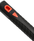 Close-up of black and red fiberglass handle of 2 Pack 15 Inch Garden Pick Mattock With Red Fiberglass Handle, Beastly Tough Forged Carbon Steel Head