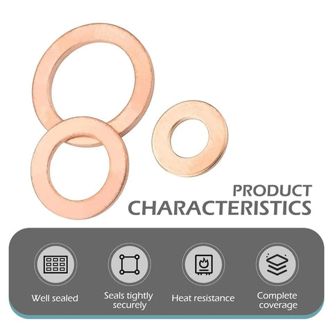 Copper Crush O Ring Washers Set 200 Pcs Metric M5 M6 M8 M10 M12 M14 Sealing Gaskets for oil pan drain screws product characteristics