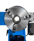 Rock Solid 110 Volt 8 Inch Welding Positioner featuring 3 jaw self centering hollow chuck and motor from a top angle.