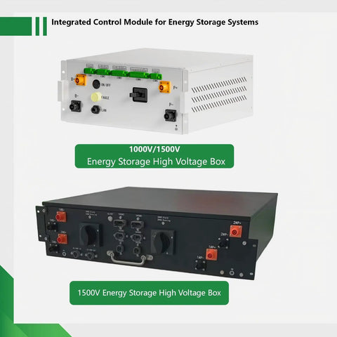 Integrated Control Module for Energy Storage Systems, 1000V/1500V Energy Storage High Voltage Box with connectors.