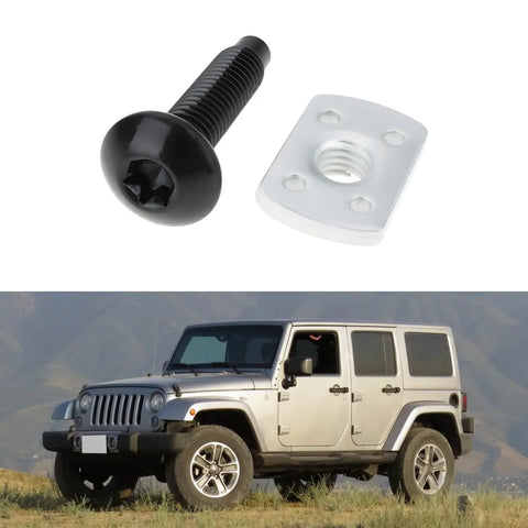 M8 Hardtop Quick Release Screw Kit For Jeep Wrangler TJ 1997 2006 And JK JKU 2007 2018, black screw and nut on Jeep image