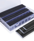 Four to One Large Heat Shrink Tubing Assortment Kit For Auto Wiring, Heavy Duty, Pro Grade, organized in a clear storage box
