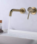 Wall Mount Bathroom Faucet In Brushed Gold With Single Handle And Brass Rough In Valve Solid Brass Construction CUPC Certified