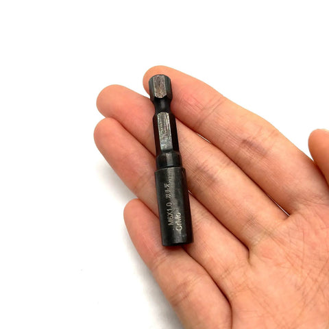 Two Pack Double Ended Hanger Bolt Drivers With One Quarter Inch Square Drive And M Six Female Threads Forged From Chrome Vanadium Steel to handle heavy torque in a person's hand.