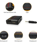 5in1 USB Charger For RC Planes And Spare Parts showing heat emission hole, light, discharge, and charging ports