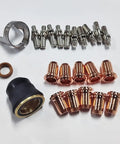 23 Piece Plasma Cutter Kit Compatible With Titanium 65 Torch IPT 65 And 59164, includes 10 electrodes, 10 nozzles, vortex ring.