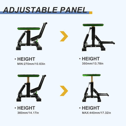 Dirt Bike Stand And Hydraulic Lift Jack For Motorcycles Pro Grade Heavy Duty Maintenance Lift With Aluminum Construction And Adjustable Height And Quick Raise Function Green For Fast Setup