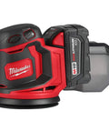 Slick Cordless Random Orbit Sander Kit With M18 Battery Pack For Smooth Wood Finishing And Metal Prep, compact design with battery.