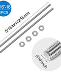 2 Pack 5 16 Inch 18 Threads Stainless Steel Fully Threaded Rods 10 Inch Long Right Hand Thread 304 Stainless Steel For Indoor Outdoor Use