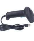 Side view of Wired Barcode Scanner with Quick Response Voice Feedback and QR Code Reading for Inventory Management with USB cable.