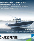 Boat on water promoting Antenna Connector With UG176 Adapter For Quick, Secure Install Black Finish, High Quality Connection
