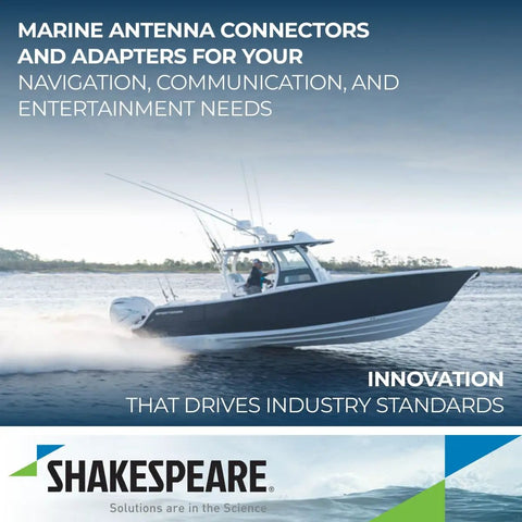 Boat on water promoting Antenna Connector With UG176 Adapter For Quick, Secure Install Black Finish, High Quality Connection