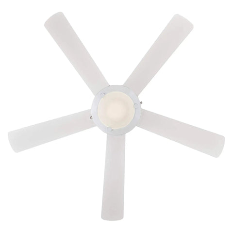 52 Inch Indoor Ceiling Fan With Light In White Finish, Reversible White And White Washed Pine Blades, 16W Dimmable LED Light Kit