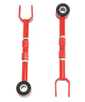 Adjustable Rear Traction Rod Kit For Nissan 350Z Z33 And Infiniti G35 Coupe Sedan Tighten Up Handling And Stability With Precision Steering Steel Radius Arms Powder Coated Red, pair