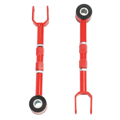 Adjustable Rear Traction Rod Kit For Nissan 350Z Z33 And Infiniti G35 Coupe Sedan Tighten Up Handling And Stability With Precision Steering Steel Radius Arms Powder Coated Red, pair
