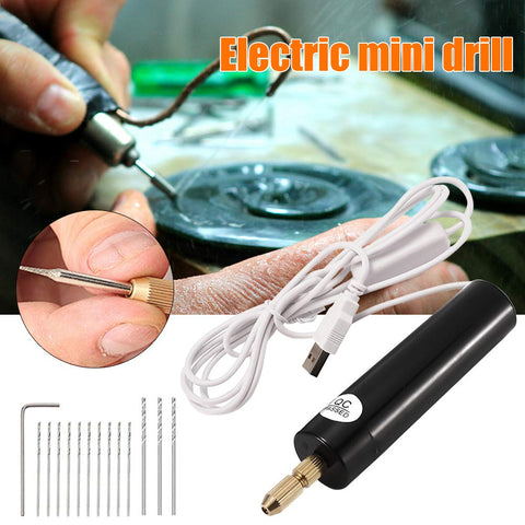 Handy Portable Mini Electric Drill Kit With 0.7 To 1.2 Mm Drill Bits For Resin Jewelry Making Crystal Epoxy Crafts 1.8 Meter Cable