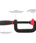 G Clamp Woodworking Tool With Quick Adjustable Movable Jaw For DIY Woodworking And Carpentry Projects 2 Inch Opening 50mm Soft Grip Holding Clamp, black and red