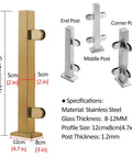 Super Heavy Duty Stainless Steel Glass Railing Baluster Post Clamp For Decks Patios And Balconies with customizable options