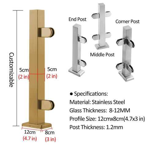 Super Heavy Duty Stainless Steel Glass Railing Baluster Post Clamp For Decks Patios And Balconies with customizable options