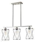 3 Light Clear Glass Cylinder Pendant Lights For Kitchen Island 33 Inch Dope Modern Transitional Island Lighting With Brushed Nickel Finish And Dual Shade Design For Kitchen Dining Area Or Foyer