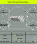 Heavy Duty Flange Hex Titanium Bolts M8 X 15 Millimeter 4 Pack Ultra Lightweight Fasteners focusing on corrosion resistance and lightweight.