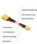 XT60 Male To XT30 Female Connector Adapter 14AWG Cable 5cm 2 Pack with features highlighted.