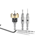 Carbide Tipped Countersink Drill Bit Set With Ball Bearing Guide AMS-628 6-Piece For Wood Plastic Aluminum Acrylic Non-Ferrous Materials Includes Replacements