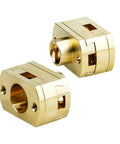 Smooth Ride For Your 3D Printer With This Solid Half PC Coupler Designed Specifically For Ender 3 And Cr10 Models Featuring A 18mm Shaft Fitment Paired With That Essential Oldham Style T8x8mm Nut To Keep Your Prints Rocking Steady Without Wobble Or, two-piece gold PC coupler set