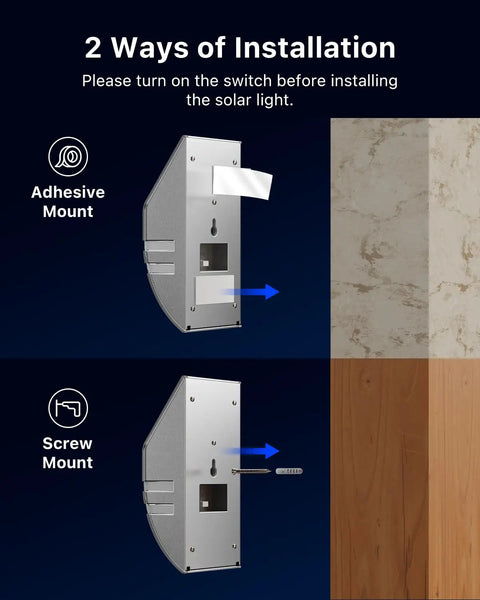 4 Pack Solar Wall Lights Outdoor Stainless Steel Motion Sensor Lamps Waterproof with adhesive and screw mount options