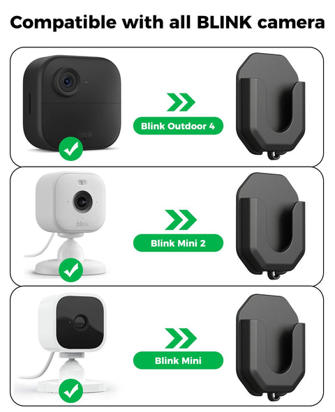 Three Pack No Drill No Screws Adhesive Wall Mount Brackets Compatible With Blink Outdoor 4, Mini 2 and Mini Cameras