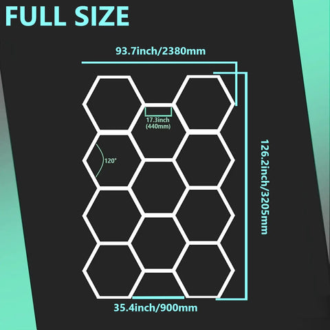 Diagram of DIY Hexagon LED Garage Light Kit For Workshop And Gym Detail Shop With Customizable Hexagonal Grid System 11 Grid Layout