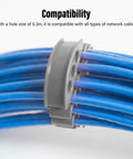 Game Changer 30 Slot Cable Comb Block Tames Wire Chaos And Keeps Cat 6 Rigs Slick And Easy To Trace Without Nasty Knots Grey Stackable Wire Manager with blue cables.