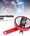 Heavy Duty Magnet Welding Block That Grips Tight As Glue For Stable Positioning Clamps Grounding Tasks With Red Alloy Steel Build and rugged shell.