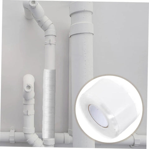 Heavy Duty Hose Repair Tape Wide Sealing Tape for Quick Leak Fixes and Plumbing Pipe Leaks applied on white pipes