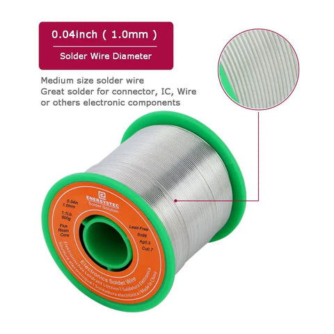 Lead Free Solder Wire With Rosin Flux Core For Electronics Soldering And Repairs, Sn99 Ag0.3 Cu0.7 Alloy, 0.04 Inch Diameter