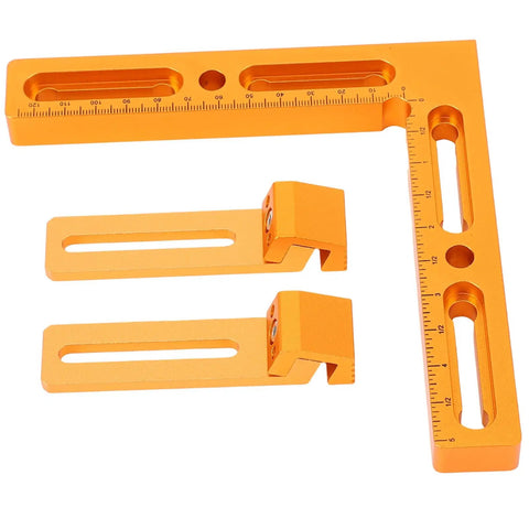 Premium CNC Workpiece Positioning Fixture Kit With Precision Vise Clamps For Woodworking Projects showing an orange aluminum square and clamps.