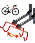 Wall Mounted Bike Rack Set Heavy Duty Bicycle Hanger for Horizontal Mount Space Saving Garage Organizer with Rubber Coated Hooks